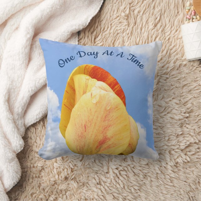 Tulip Flower One Day At A Time Inspirational       Cushion (Blanket)