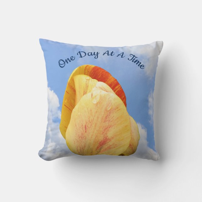 Tulip Flower One Day At A Time Inspirational       Cushion (Front)