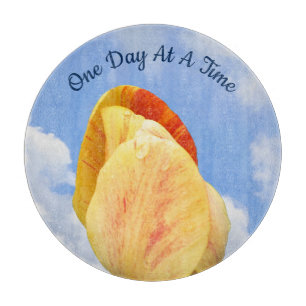 Tulip Flower One Day At A Time Inspirational Cutting Board