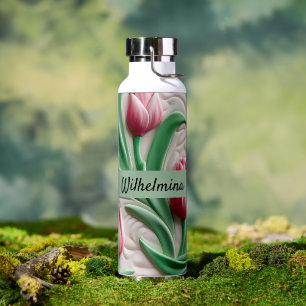 Tulip Flower Personalised 3D Seamless Pattern Water Bottle