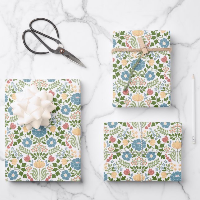 Tulip Flower Tapestry Wrapping Paper Sheet (Front)