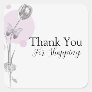 Tulip Flower Thank You Square Sticker