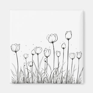 Tulip Flower Tulipa Floral Stencil Pattern Design Magnet
