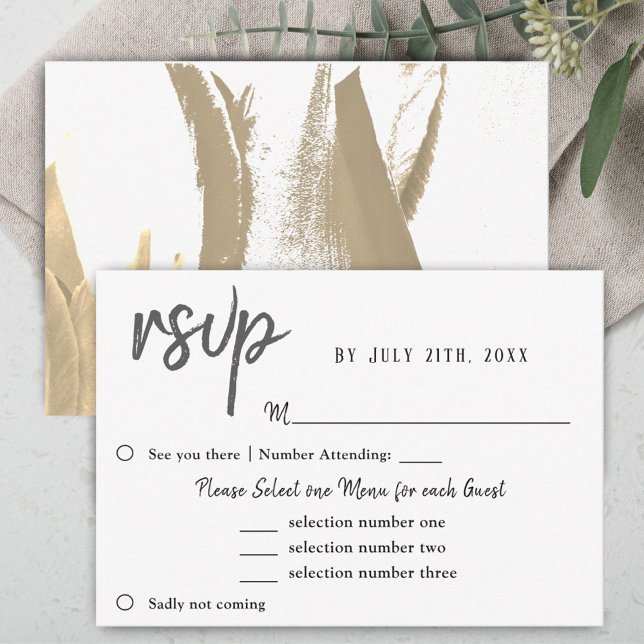 Tulip Flower Wedding Menu Choice RSVP Golden (Creator Uploaded)