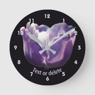 Tulip Flower With Bee Personalized   Round Clock