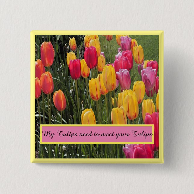 Tulip Flowers  15 Cm Square Badge (Front)