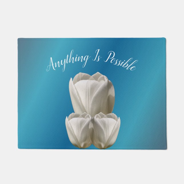 Tulip Flowers Anything Is Possible Inspirational   Doormat (Front)