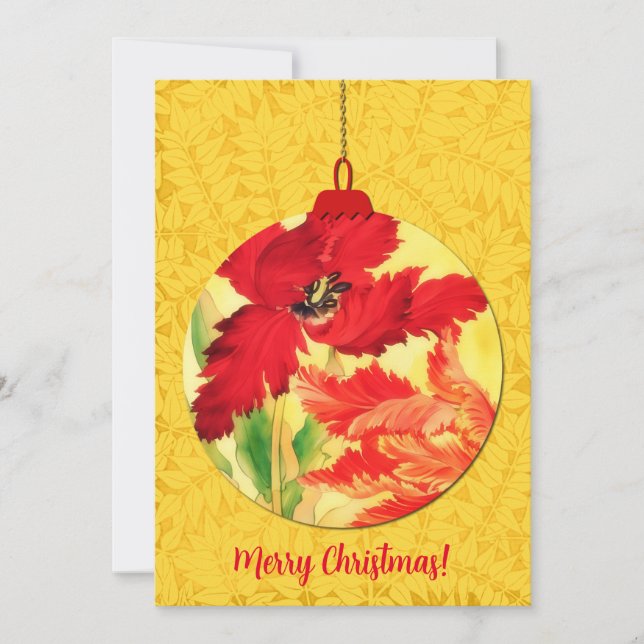 Tulip Flowers Christmas Ornament Art Flat Card (Front)