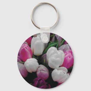 Tulip flowers custom photo keychain for florist