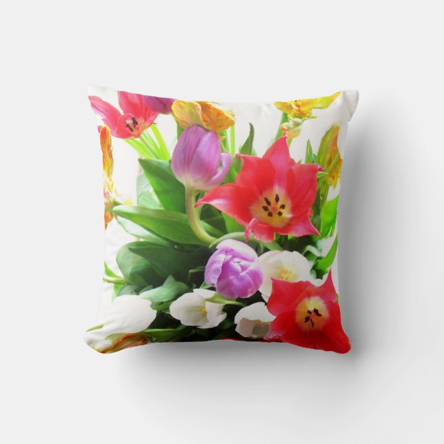 Tulip Flowers Pattern Cushion (Front)
