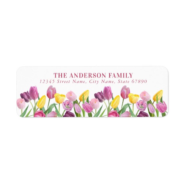 Tulip Flowers Return Address Labels (Front)