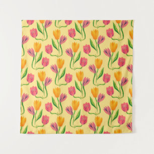 Tulip flowers watercolor seamless pattern tapestry