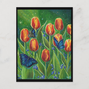 Tulip flowers with butterflies by Renee Lavoie Postcard