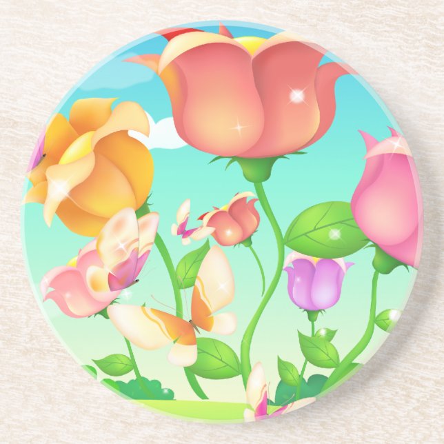 Tulip Garden Butterfly Coaster (Front)
