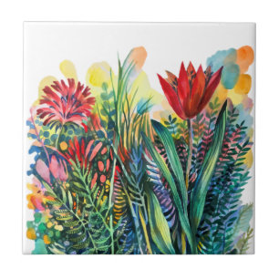 Tulip garden ceramic tile