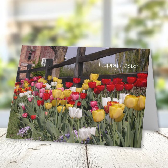 Tulip Garden Happy Easter Holiday Card (Creator Uploaded)