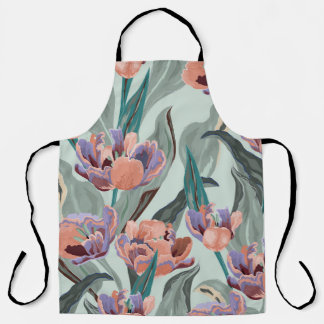 Tulip Garden: Vintage Large Flowers Apron