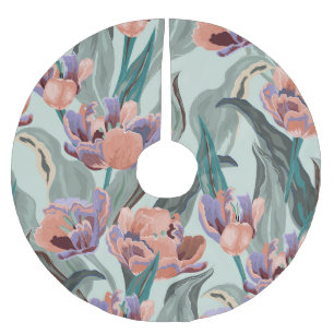 Tulip Garden: Vintage Large Flowers Brushed Polyester Tree Skirt
