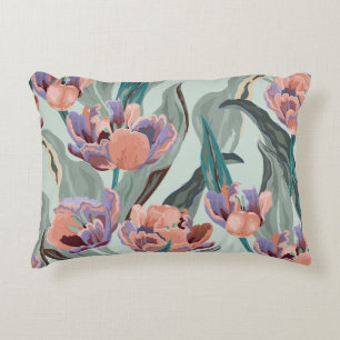 Tulip Garden: Vintage Large Flowers Decorative Cushion