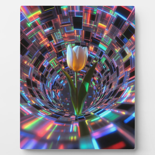 Tulip in Prismatic Vortex Tunnel Plaque (Front)