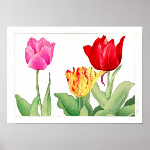 Tulip, Japanese woodblock art Poster