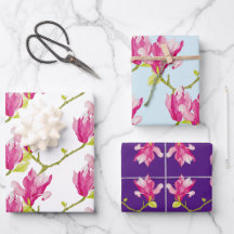 Tulip Magnolias on a Wrapping Paper Set 