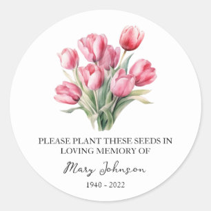Tulip Memorial Funeral Seed Packet Classic Round Sticker