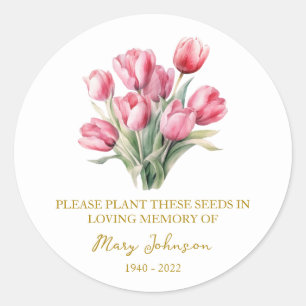 Tulip Memorial Funeral Seed Packet Classic Round Sticker