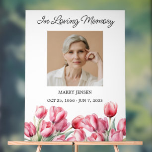 Tulip Memorial Photo Funeral Acrylic Sign