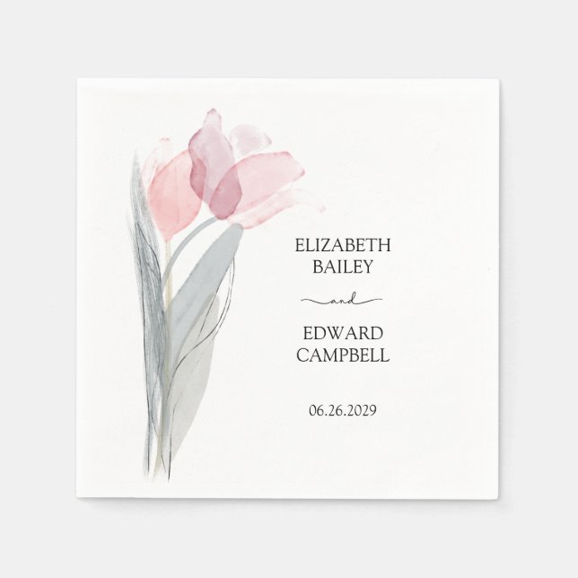 Tulip Modern Minimalist Elegant Typography Wedding Napkin (Front)