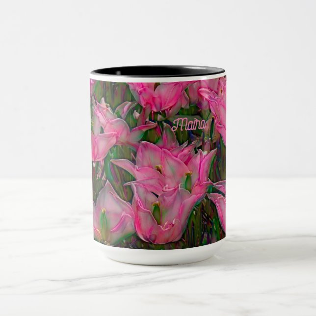 Tulip Mug with Open Darker Pink Tulips (Center)