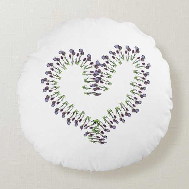 Tulip Open Heart Design Round Cushion (Front)