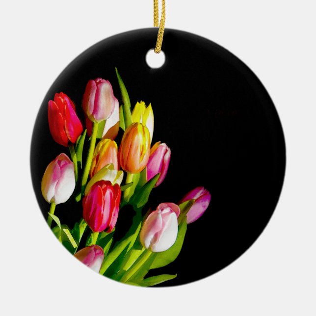 Tulip Painting - Original Flower Art Ceramic Ornament (Front)