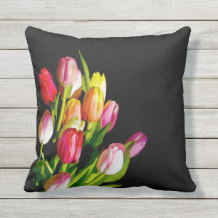 Tulip Painting - Original Flower Art Cushion