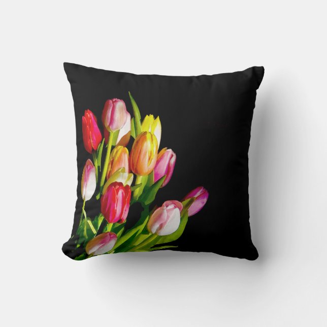 Tulip Painting - Original Flower Art Cushion (Front)