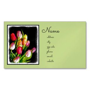 Tulip Painting - Original Flower Art Magnetic Business Card
