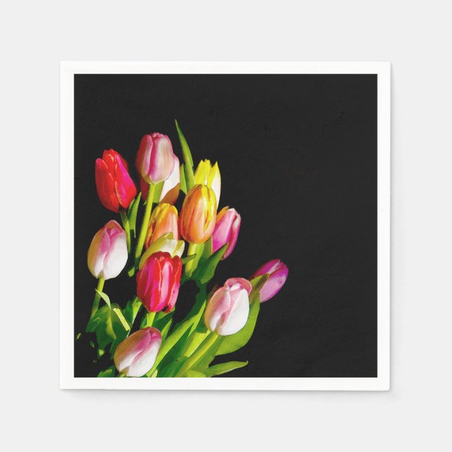 Tulip Painting - Original Flower Art Napkin (Front)