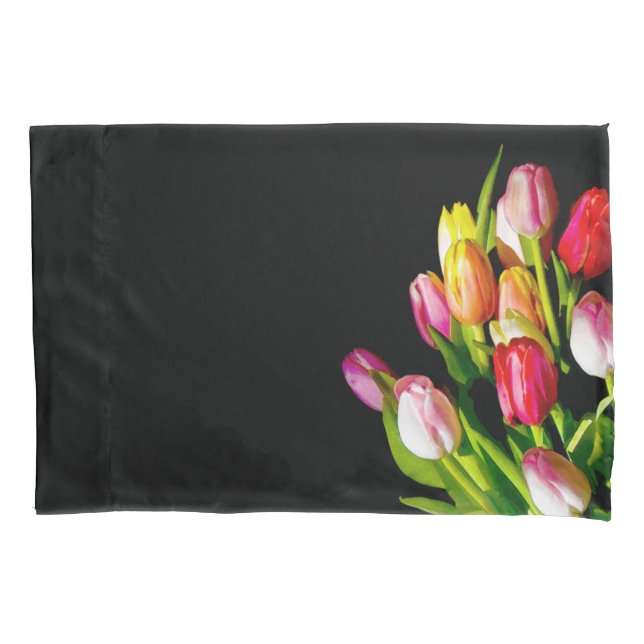 Tulip Painting - Original Flower Art Pillowcase (Front)