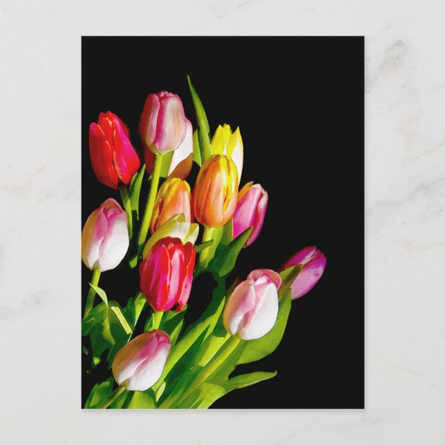 Tulip Painting - Original Flower Art Postcard (Front)