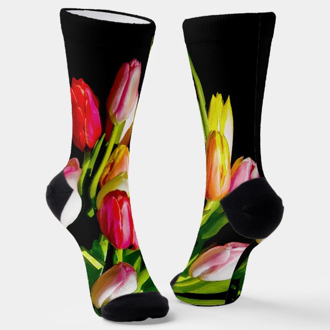 Tulip Painting - Original Flower Art Socks (Angled)