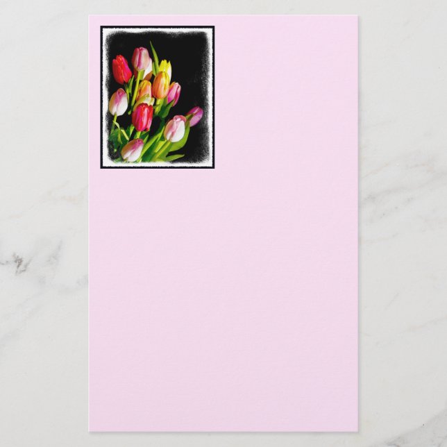 Tulip Painting - Original Flower Art Stationery (Front)