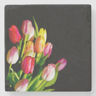 Tulip Painting - Original Flower Art Stone Coaster