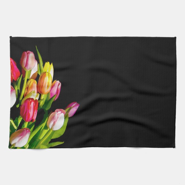 Tulip Painting - Original Flower Art Tea Towel (Horizontal)
