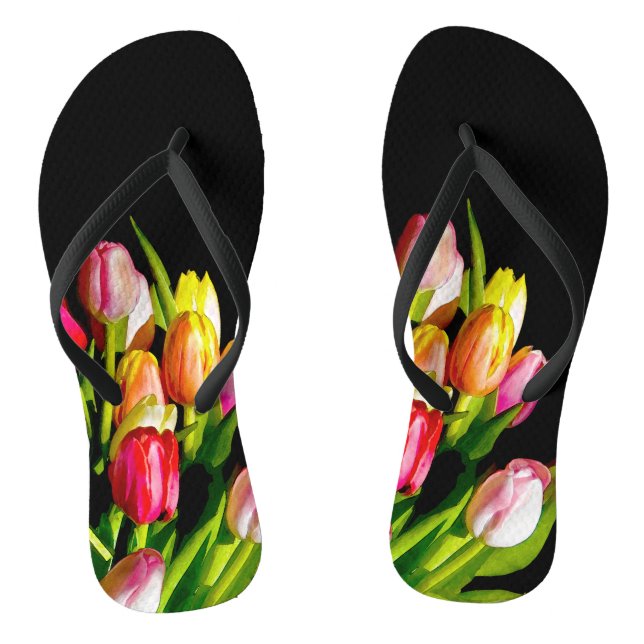 Tulip Painting - Original Flower Art Thongs (Footbed)