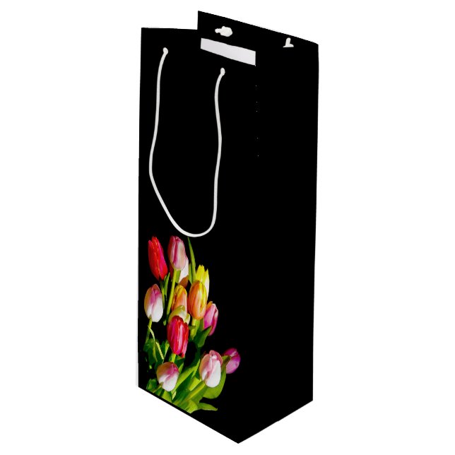 Tulip Painting - Original Flower Art Wine Gift Bag (Front Angled)