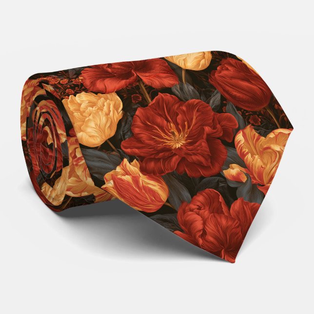 Tulip Pattern Boyfriend Reception Wedding  Tie (Rolled)