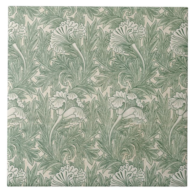 Tulip Pattern (by William Morris) Ceramic Tile (Front)