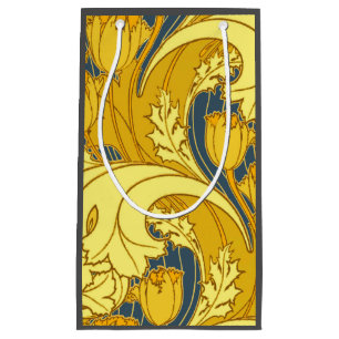 Tulip Pattern Print: Yellow Blue Art Nouveau Small Gift Bag