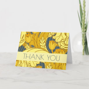 Tulip Pattern Print: Yellow Blue Art Nouveau Thank You Card