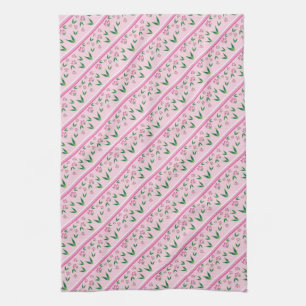 Tulip Pattern With Pinks Tea Towel